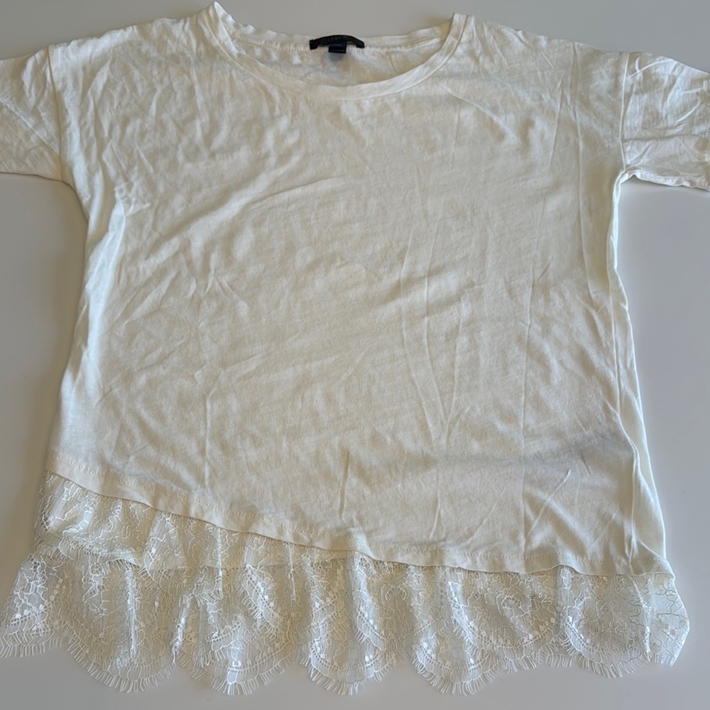 J. Crew Elegant off white Lace Hem Top